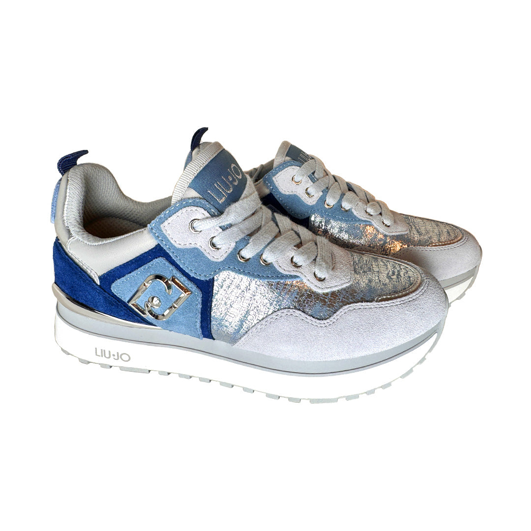 Sneakers Donna Liu Jo – In Tela e Suede Metallic con Logo Silver