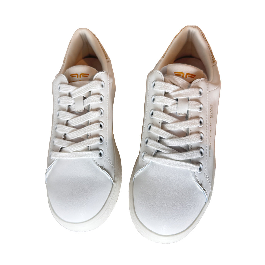 Sneaker Donna Fornarina Bianca – Dettaglio Strass Gold e Suola 2 cm