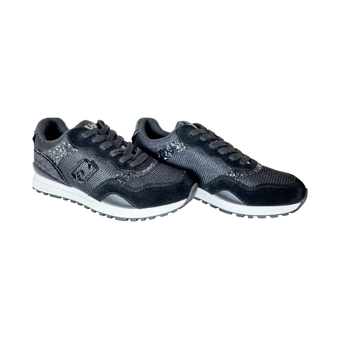Sneakers Donna Liu Jo – Tela e Glitter Nero con Dettagli in Suede