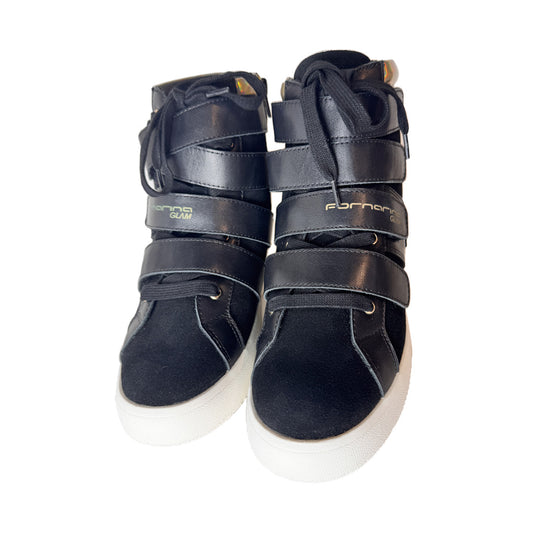 Sneaker Fornarina Nera in Suede a Strappo – Dettagli Gold e Plateau Interno
