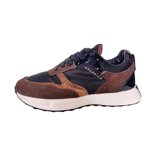 Sneakers Apepazza in Camoscio Cioccolato e Dettagli Bronzo