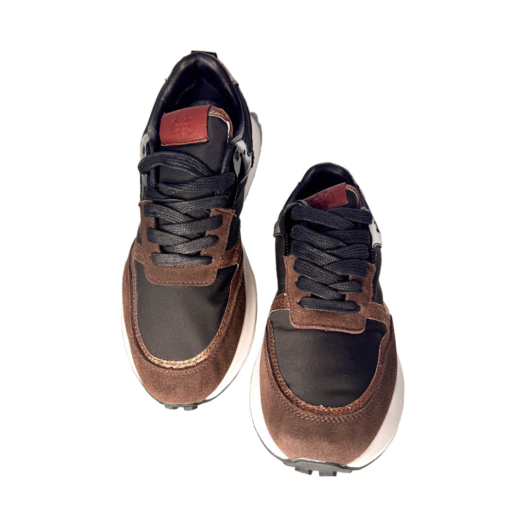 Sneakers Apepazza in Camoscio Cioccolato e Dettagli Bronzo