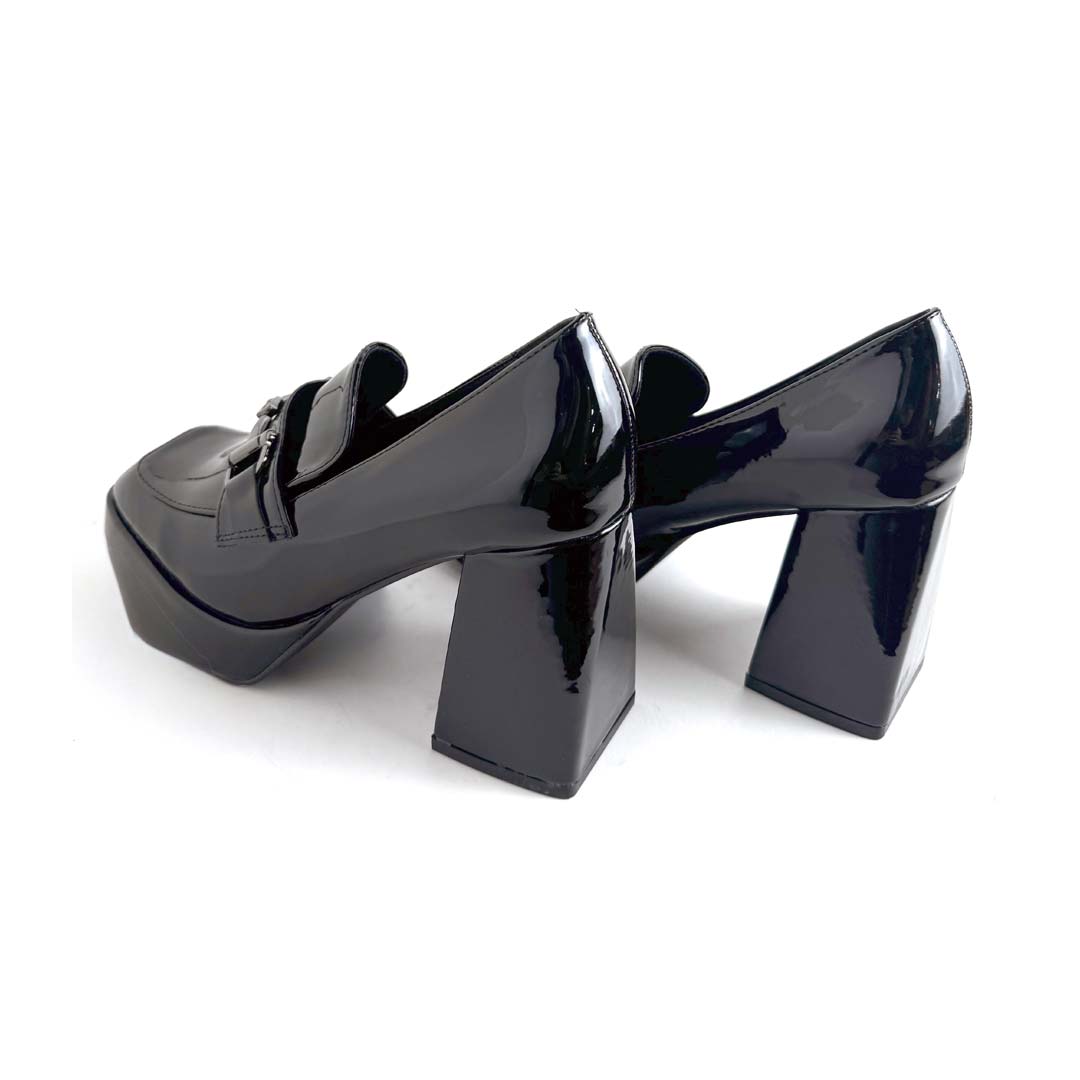 Décolleté Donna Squadrata Stile Mocassino in Ecopelle e Vernice – Tacco 80 mm