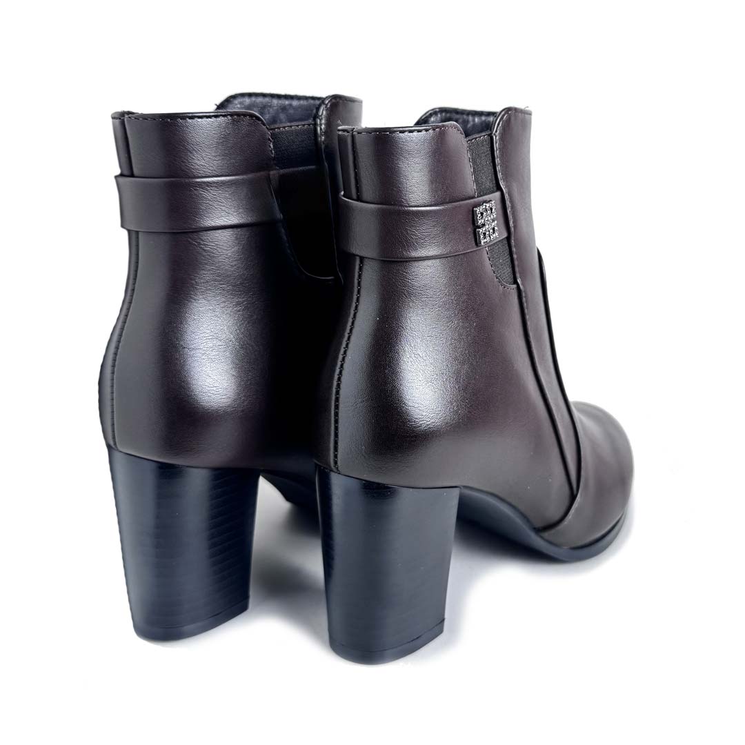 Tronchetto Donna Nero con Zip Interna - Tacco 7 cm – Rosso di Sera