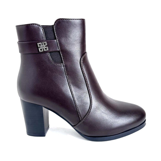 Tronchetto Donna Nero con Zip Interna - Tacco 7 cm – Rosso di Sera