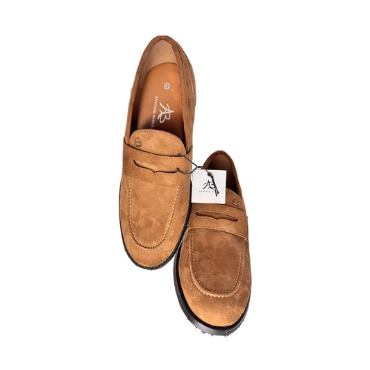 Mocassino Uomo Antonio Basile in Camoscio Cognac – Suola Antiscivolo