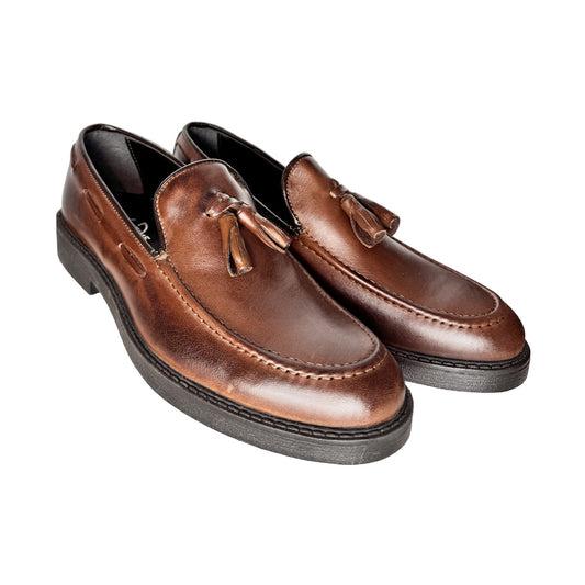 Mocassino Uomo Freetime in Pelle Testa di Moro con Nappine