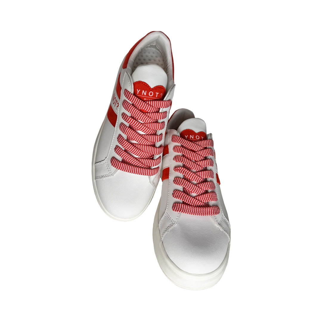 Sneaker Donna YNOT? in Pelle Bianca con Dettagli Suede Arancio
