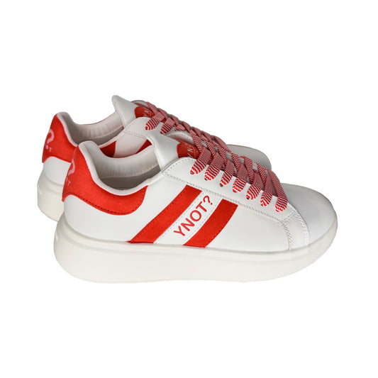 Sneaker Donna YNOT? in Pelle Bianca con Dettagli Suede Arancio