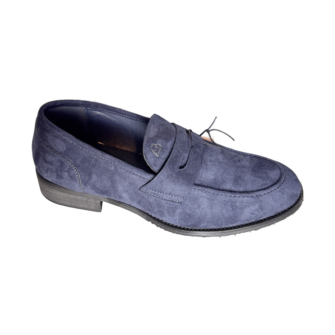 Mocassino Antonio Basile in Camoscio Blu – Suola Gommata Antiscivolo