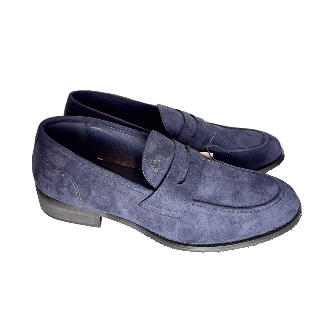 Mocassino Antonio Basile in Camoscio Blu – Suola Gommata Antiscivolo