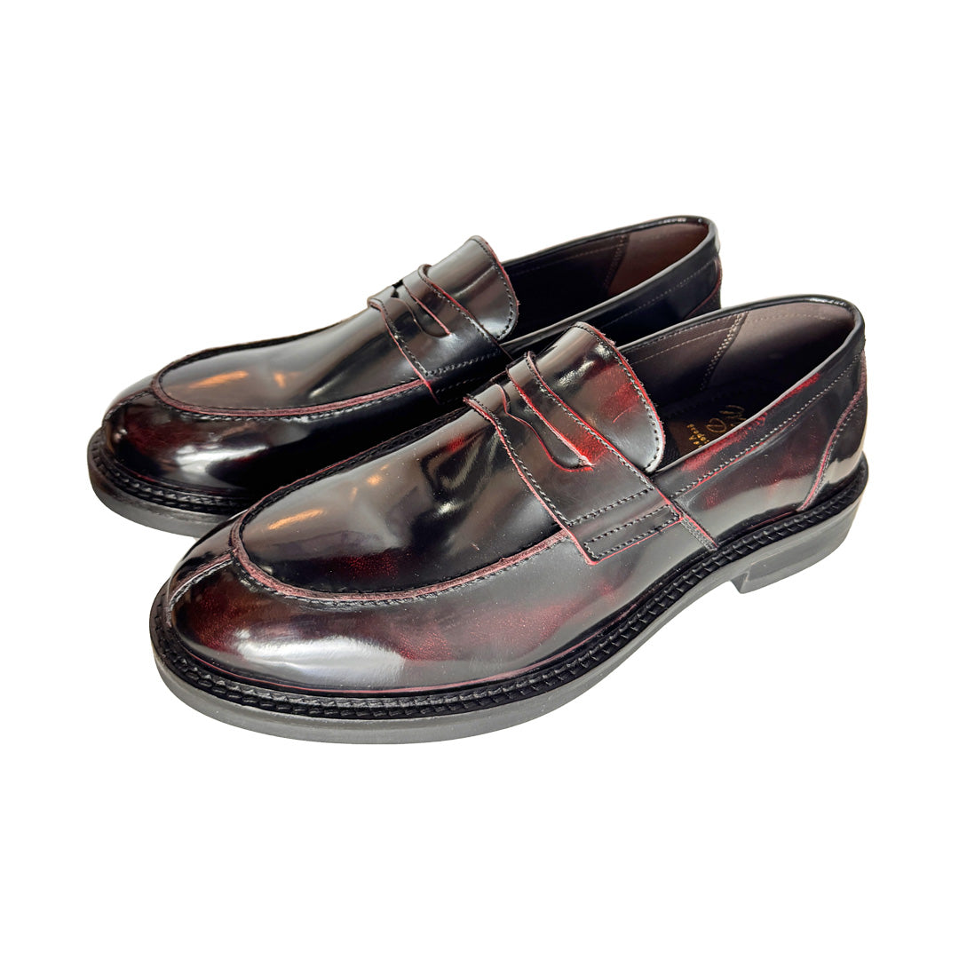 Mocassino Mille 940 Dino's in Pelle Abrasivata Bordeaux – Suola Monoblocco Nera