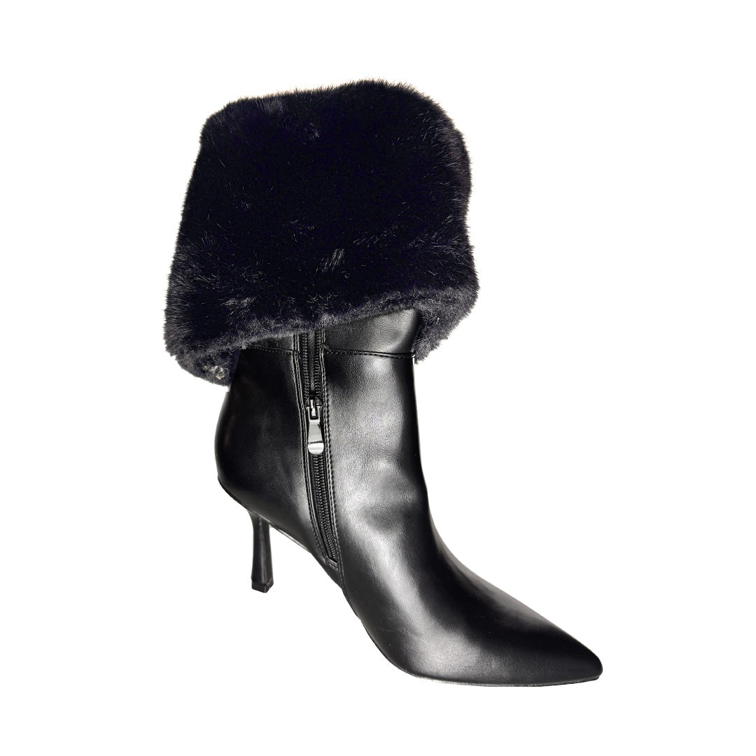 Tronchetto Rosso di Sera Nero – Effetto Calza e Polsino in Pelliccia – Tacco 80