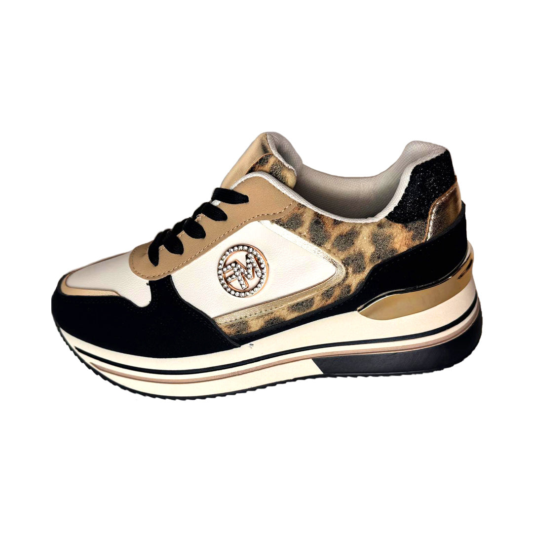 Sneakers Rosso di Sera Maculate – Black/Beige/Gold – Effetto Rialzato