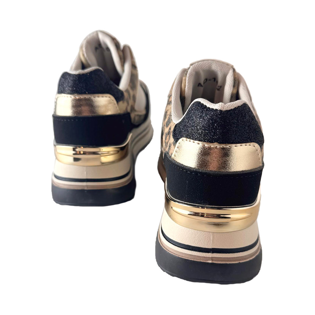 Sneakers Rosso di Sera Maculate – Black/Beige/Gold – Effetto Rialzato