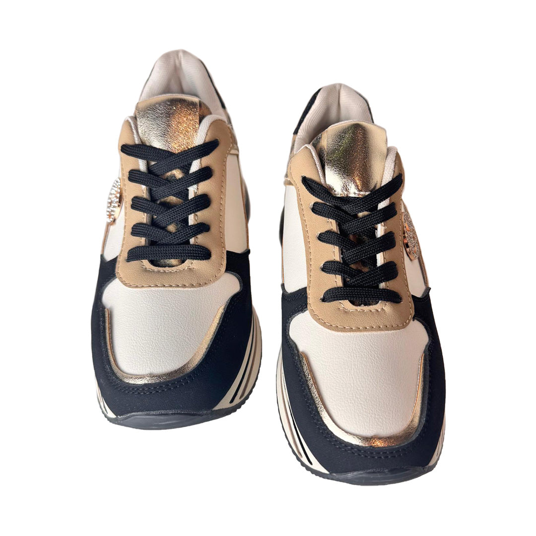 Sneakers Rosso di Sera Maculate – Black/Beige/Gold – Effetto Rialzato