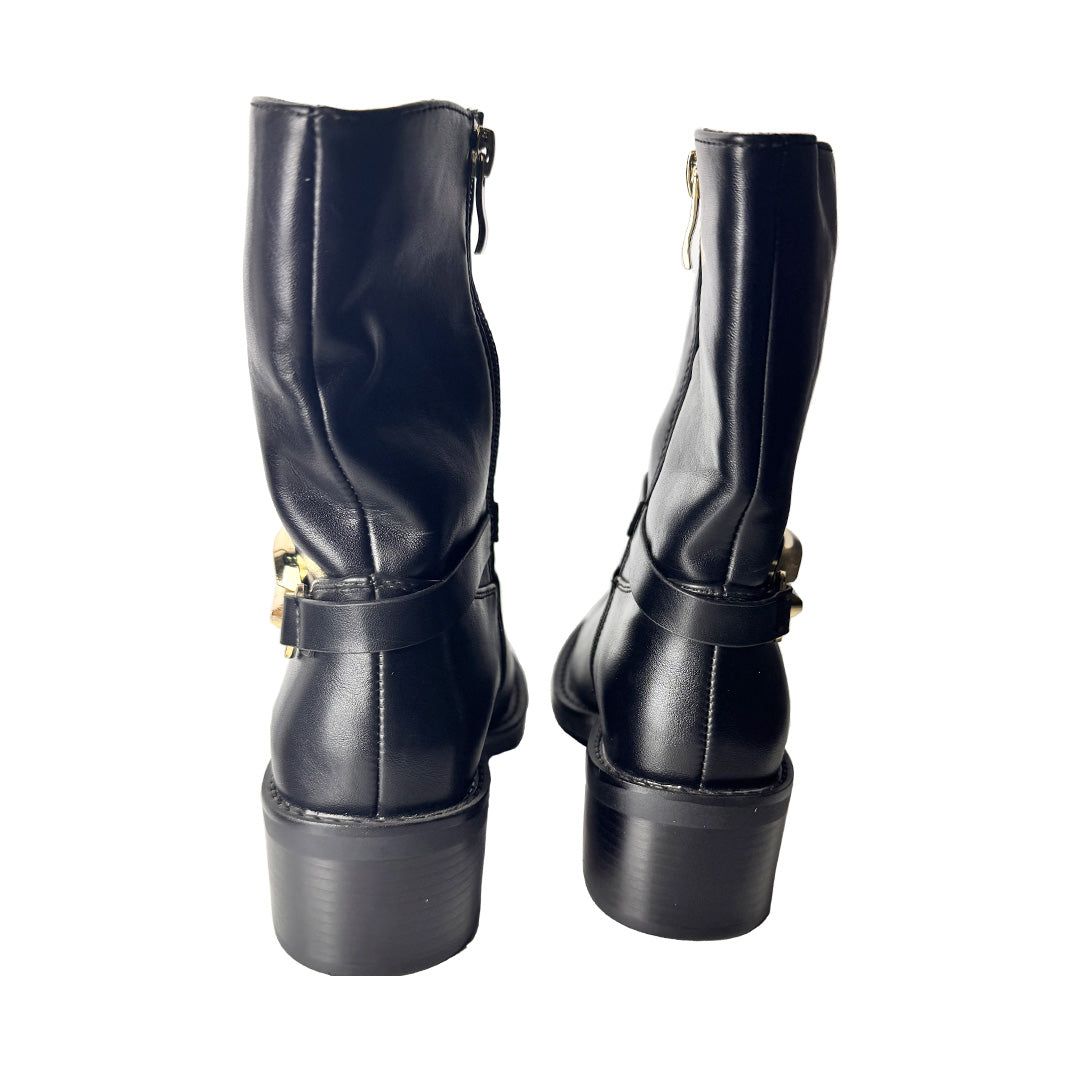 Beatles La Flor in Ecopelle Nera - Suola Antiscivolo e Catena Gold