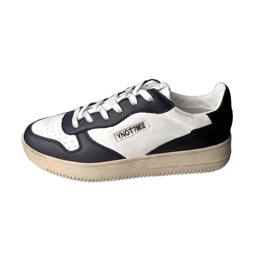 Sneakers YNOT? in Pelle Bianco e Navy Black – Effetto Vintage | Altezza 20