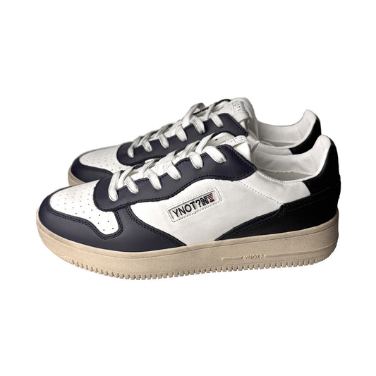 Sneakers YNOT? in Pelle Bianco e Navy Black – Effetto Vintage | Altezza 20
