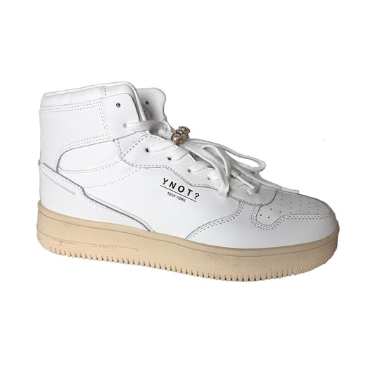 Sneakers YNOT? Bianco in Pelle con Charms al Laccio