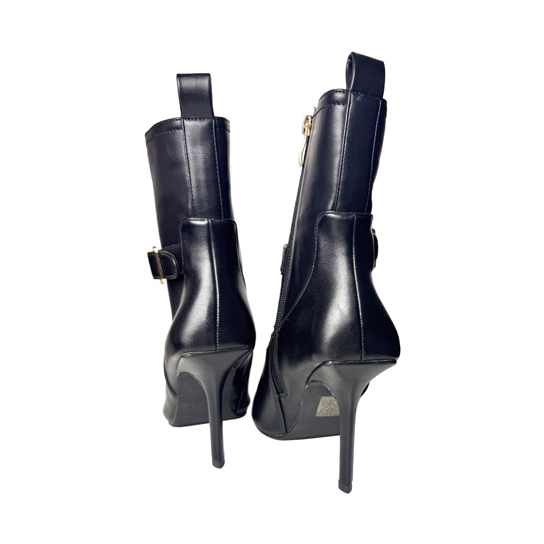 Tronchetto Karos Nero in Ecopelle – Dettaglio Bracciale Oro | Tacco 90