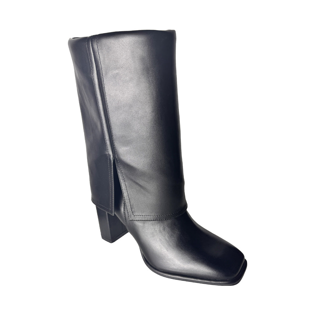 Tronchetto Karos Nero in Ecopelle – Effetto "Gaiter" con Punta Squadrata