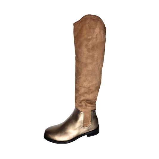 Stivale Braccialini Khaki in Camoscio – Altezza Ginocchio con Punta in Ecopelle