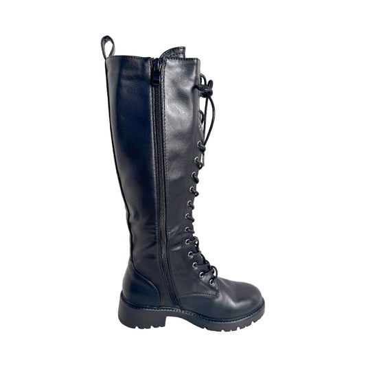 Stivale Anfibio in Ecopelle Nero con Lacci – Tacco 20 mm – Suola Antiscivolo