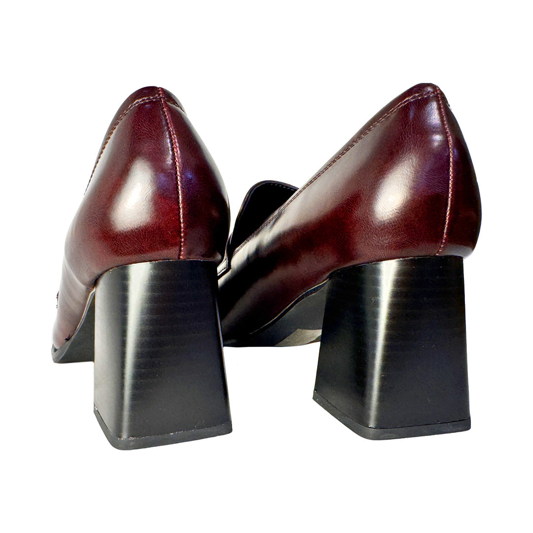 Décolleté Karos Bordeaux Modello Mocassino – Tacco Squadrato 7 cm