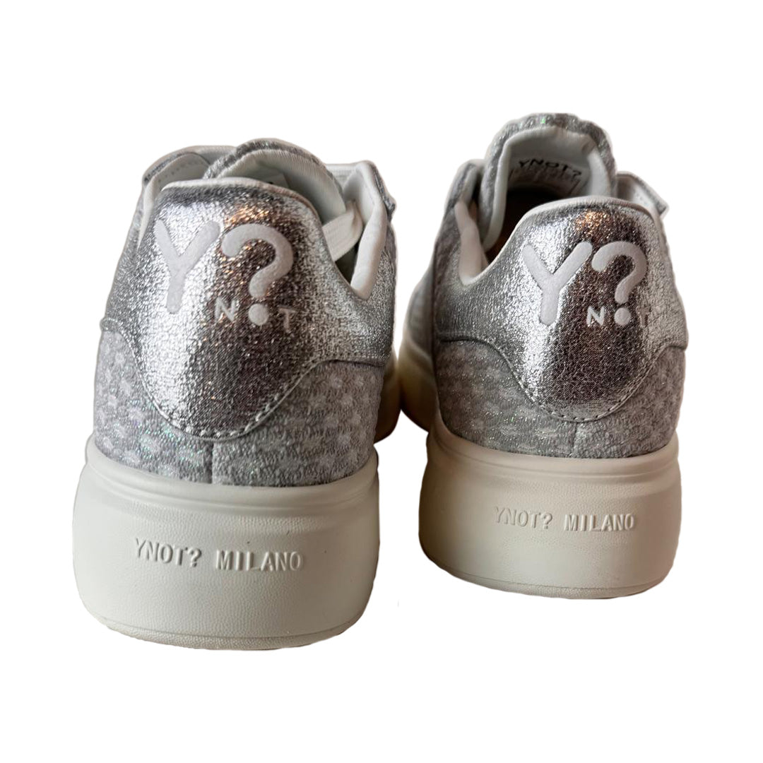 Sneaker YNOT? Sky in Pelle Effetto Glitter - Design Luminoso - Altezza 20