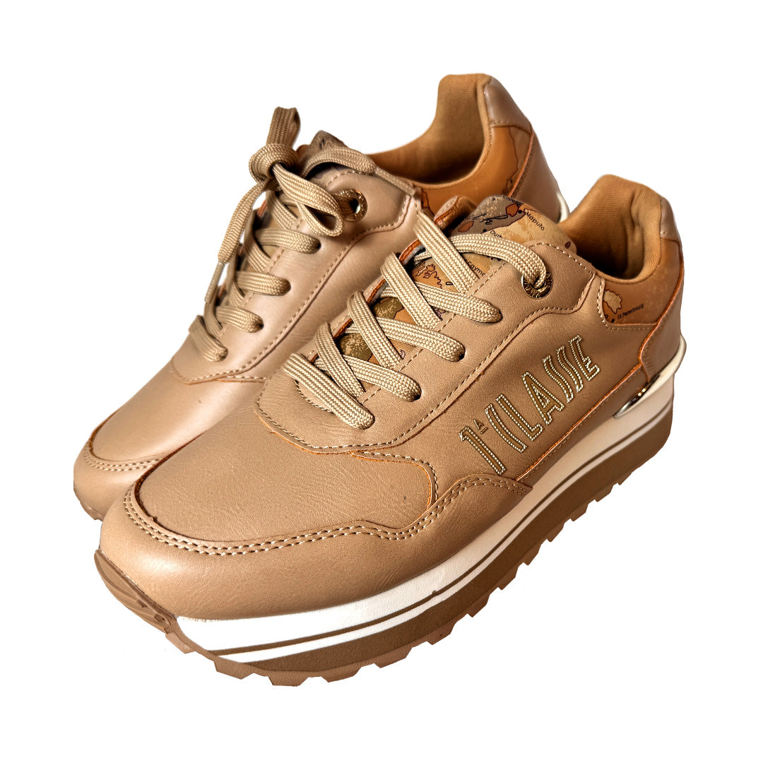 Sneaker 1ª Classe in Pelle nocciola - Suola Bicolore