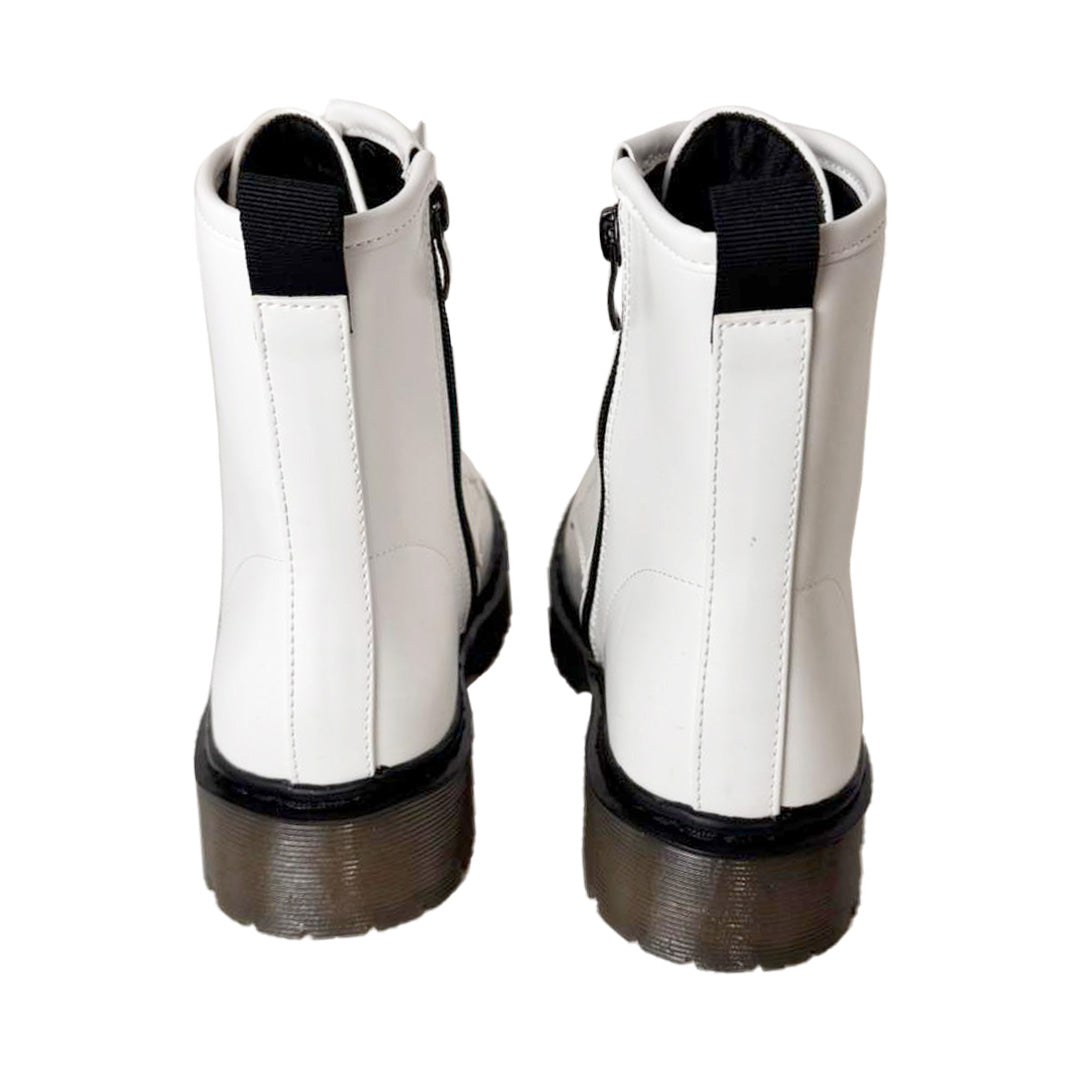 Anfibi Donna Energy Footwear Bianchi Opachi – Carrarmato, Zip e Lacci Neri