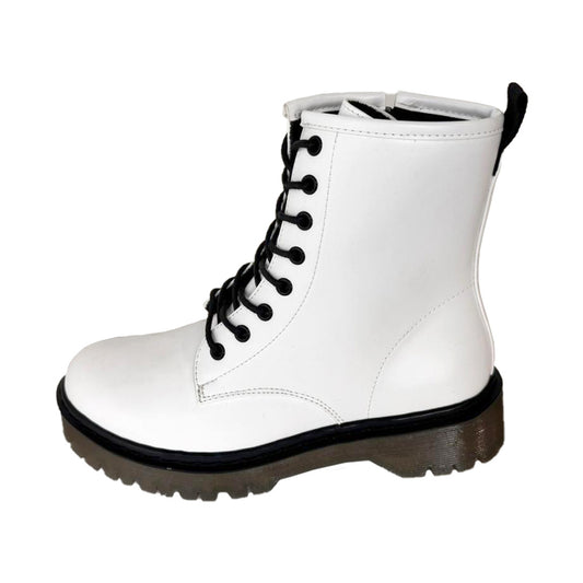 Anfibi Donna Energy Footwear Bianchi Opachi – Carrarmato, Zip e Lacci Neri