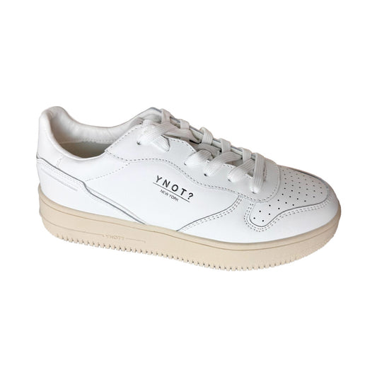 Sneaker YNOT? in Pelle Bianca con Suola Platform Beige