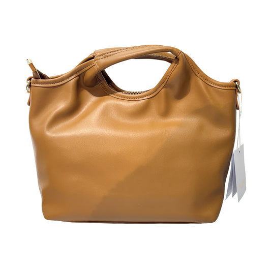 Bauletto Valentino in Ecopelle Cognac con Logo Oro Lucido