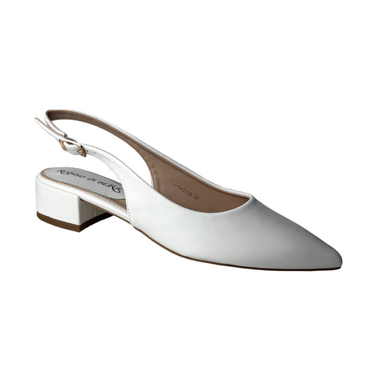 Slingback bianca Rosso di Sera in ecopelle – Tacco 3 cm