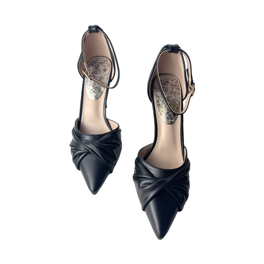 Décolleté Rosso di Sera Nere con Nodo e Cinturino – Tacco 10 cm Elegante