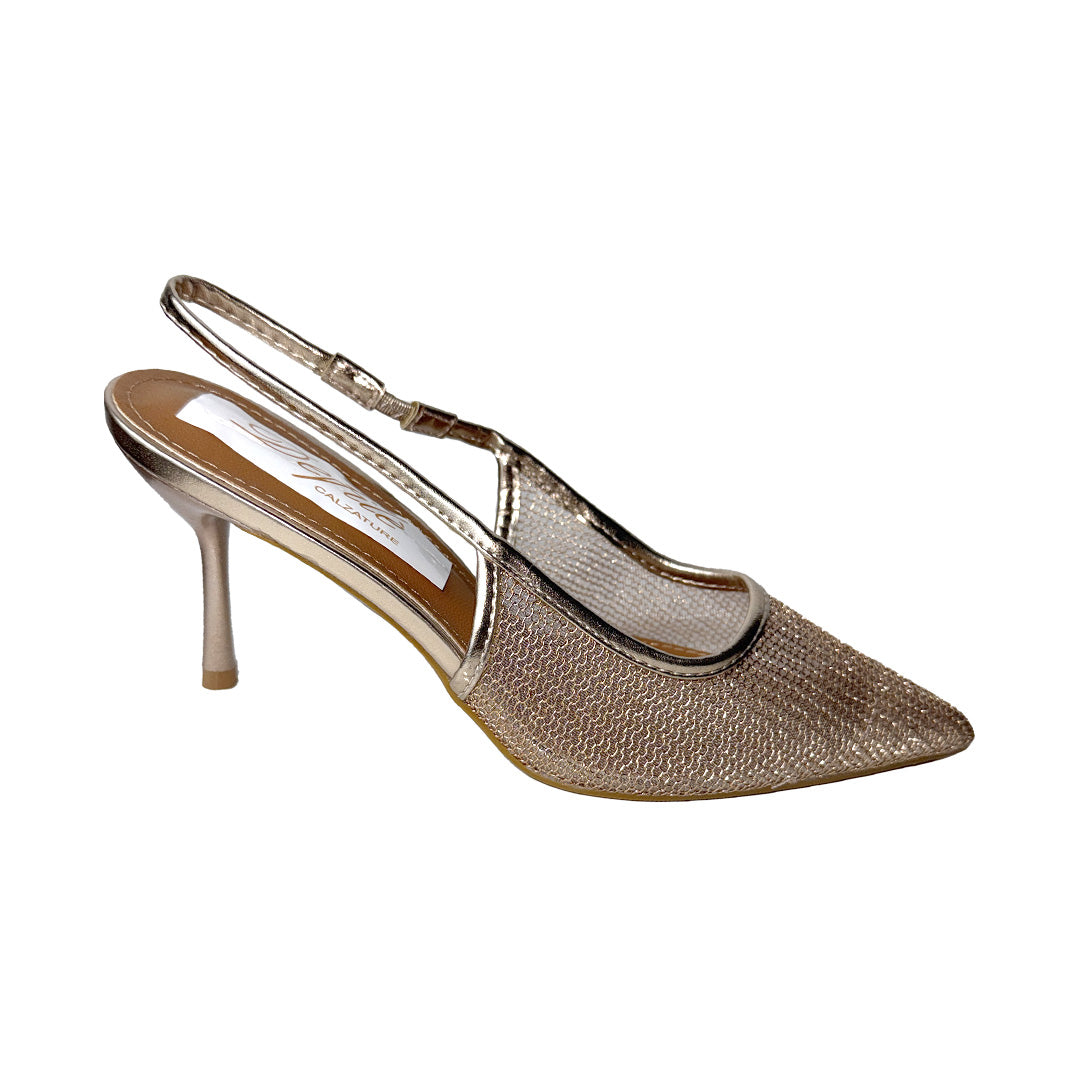 Chanel Defilè Gold Rosé in Rete – Tacco 8 cm Elegante