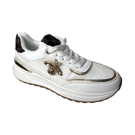 Sneaker Defilè Bianca Broccata con Ape Gioiello – Chunky Trendy Outlet