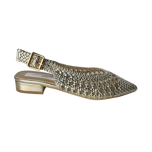 Defilè Slingback Macramè Platino – Tacco 2 cm con Braccialetto