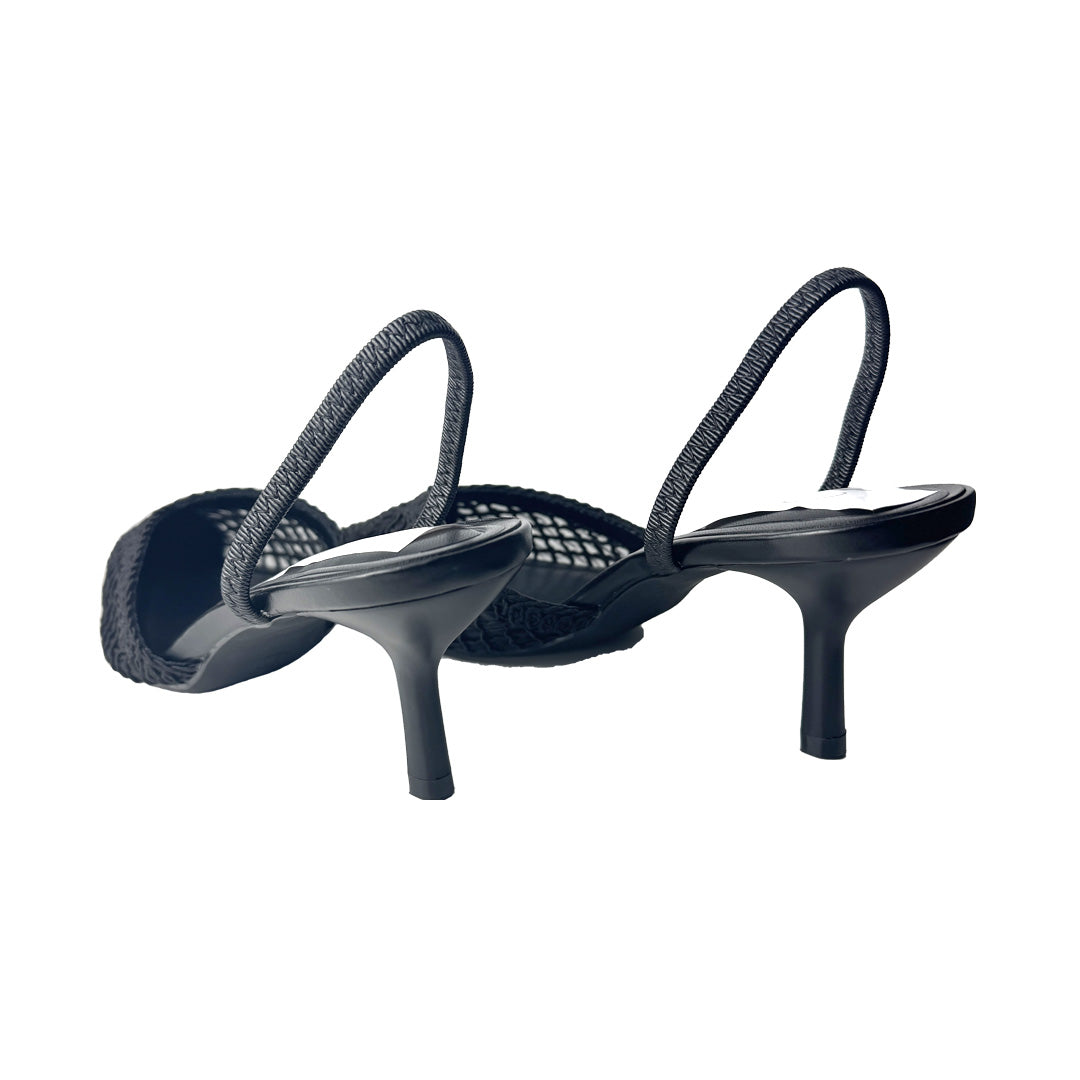 Defilè Chanel Velata Nera in Ecopelle e Tessuto – Tacco 7 cm