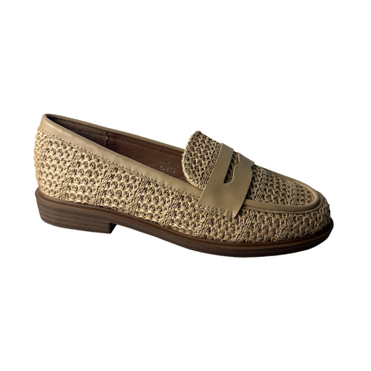 Defilè Mocassino Effetto Paglia Intrecciato Beige – Tacco 2 cm