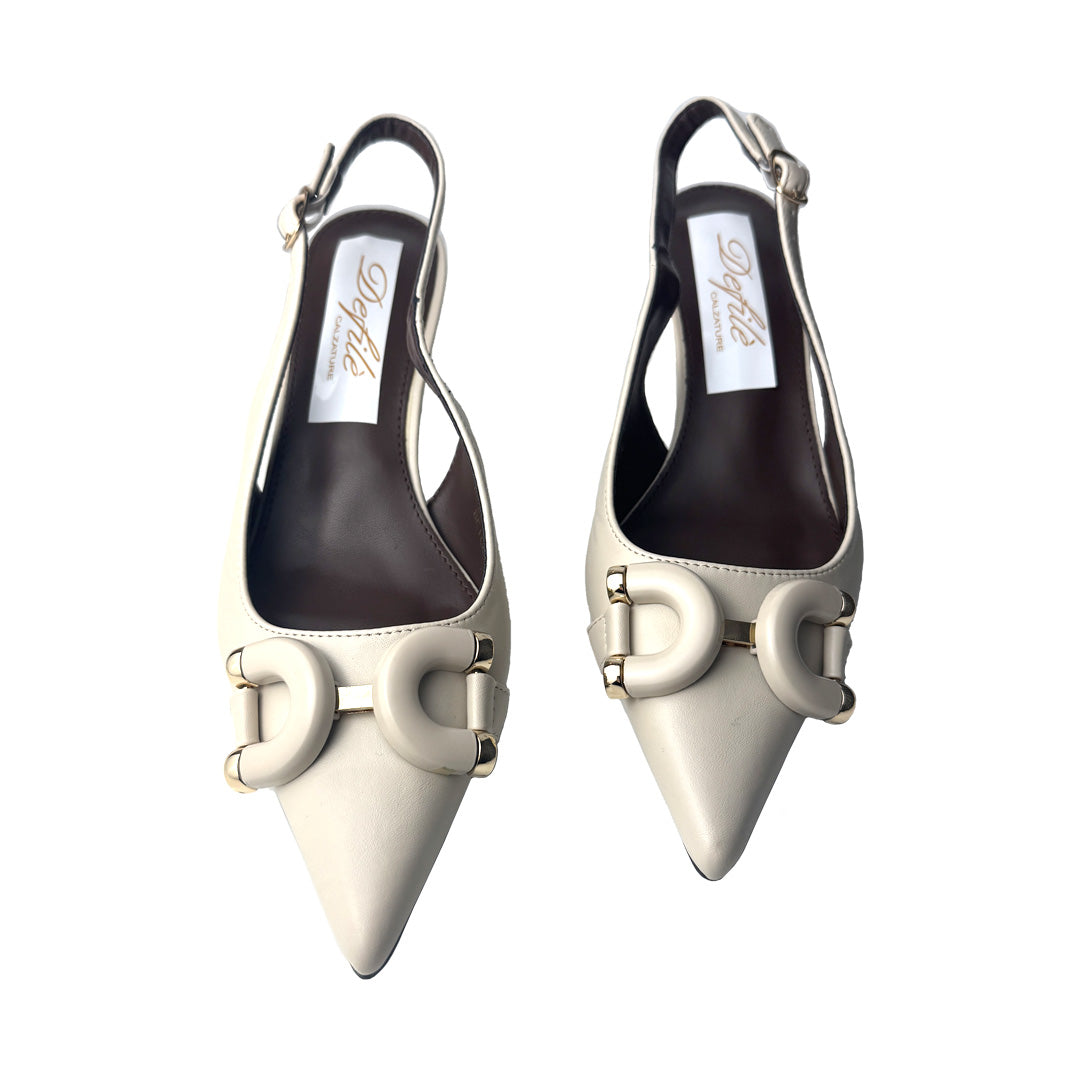 Defilè Chanel Crema in Ecopelle – Tacco 5 cm con Decoro