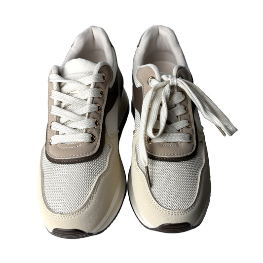 Defilè Sneaker Moka e Panna con Inserto Oro – Platform Trendy