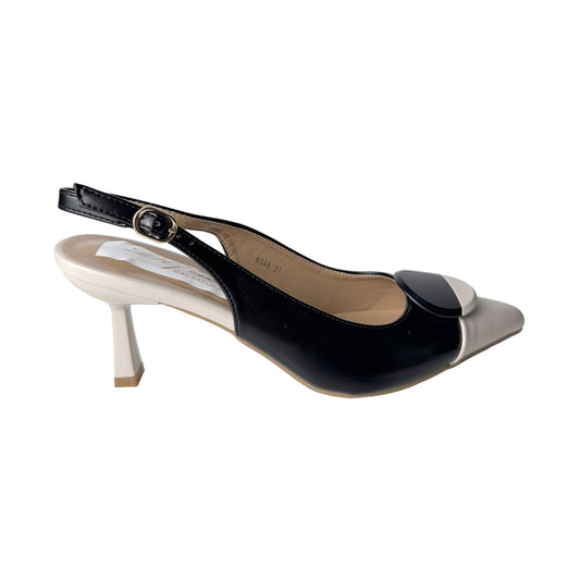 Defilè Slingback Bicolore con Dettaglio Bombato – Tacco 5 cm