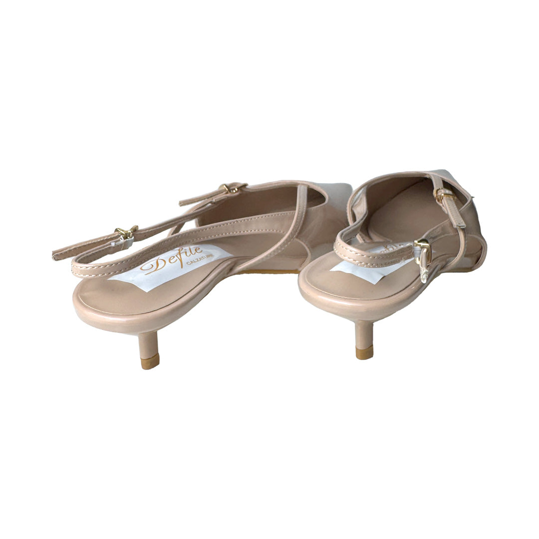 Defilè Slingback Nude Vernice Stile Anni ’20 – Tacco 3 cm con Stringhe