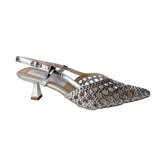Chanel argento specchio Defilè effetto macramè – Tacco 5 cm