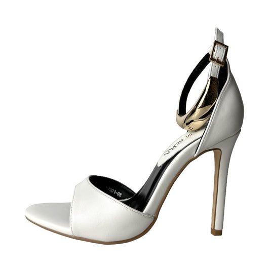 Sandalo bianco Rosso di Sera con braccialetto oro – Tacco 10 cm