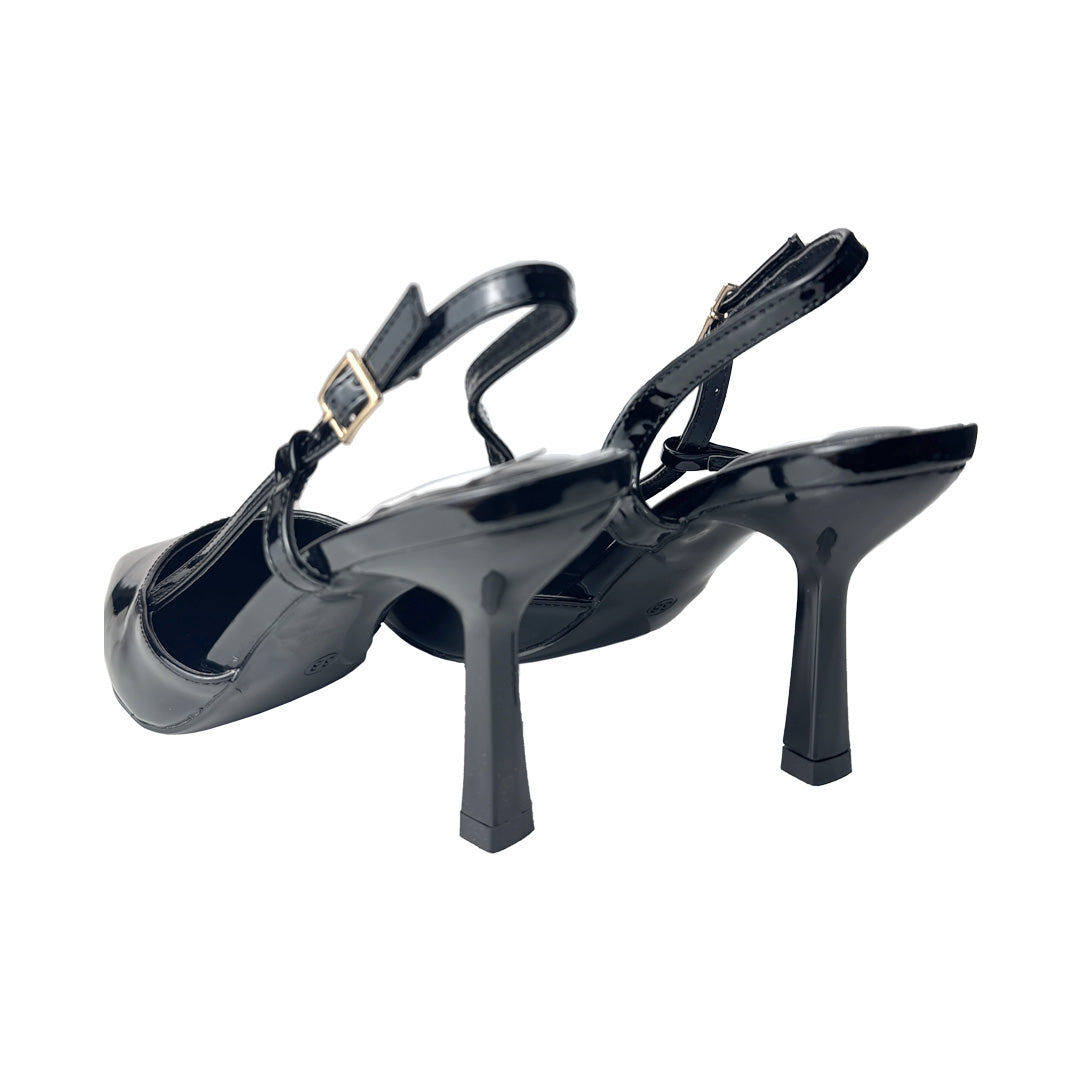 Chanel nera vernice Defilè con braccialetto – Tacco 8 cm