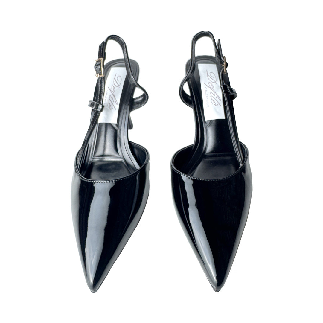 Chanel nera vernice Defilè con braccialetto – Tacco 8 cm